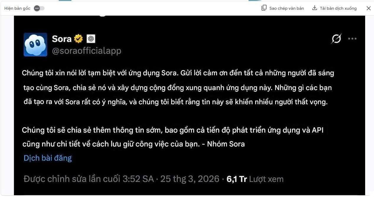 Sora ngừng hoạt động: Bài học lớn về tốc độ thay đổi của công nghệ AI